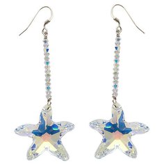Серьги с подвесками Эстет, сталь, кристаллы Swarovski, , серебристый