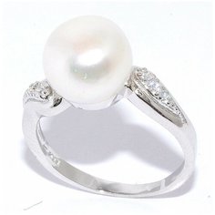 Кольцо Silver WINGS, серебро, 925 проба, фианит, жемчуг культивированный, размер 17