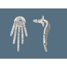 Серьги пусеты Эстет, сталь, фианит, , серебристый