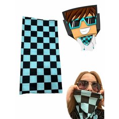 Бафф GAMEМЕРЧ Бафф - балаклава шашки Лололошка из игры Майнкрафт Minecraft, голубой/черный