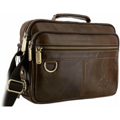 Сумка мессенджер Znixs, фактура гладкая, коричневый