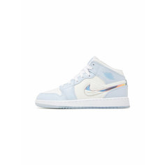 Кроссовки NIKE Air Jordan 1 Low, размер 7US 40EU 25СМ, белый, голубой