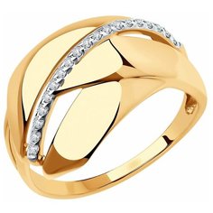 Кольцо SOKOLOV, красное золото, 585 проба, фианит, размер 20.5, бесцветный