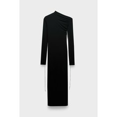 Платье Andrea Yaaqov ribbed drapped long dress, размер 42, черный