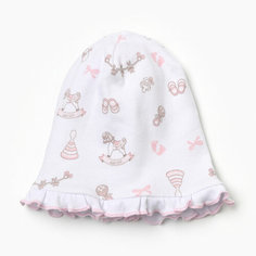 Шапка Linas Baby, размер 1-3 мес, белый/розовый