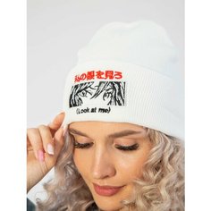 Шапка бини , размер 50/56, белый-красный Hat World