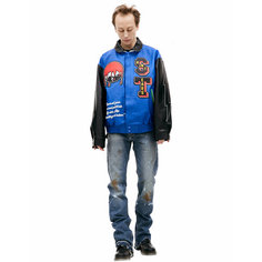 Кожаная куртка Saint Michael Saint Michael х DENIM TEARS, размер L, синий