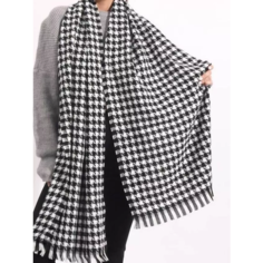 Палантин Cashmere,180х70 см, черно-белый