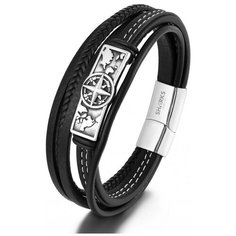 Плетеный браслет Sharks Jewelry, металл, размер 23 см, размер L, черный