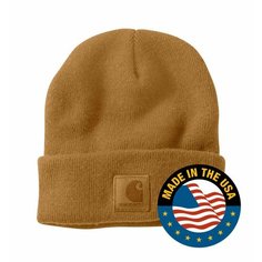 Шапка бини carhartt, размер OneSize, коричневый