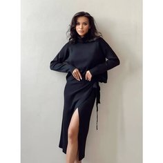 Комплект одежды MATRESHKA_LOVE Трикотажный теплый костюм с юбкой, размер one size, черный