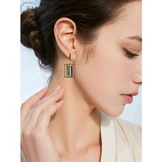 Серьги Emay, искусственный камень, перламутр, гелиотис, золотой