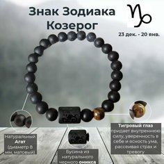 Браслет, оникс, тигровый глаз, 1 шт., черный Hesoyame