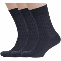 Носки RuSocks, комплект, 3 пары, размер 31 (46-47), рис. 01, темно-серый