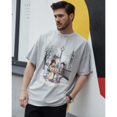 Футболка RETRIKA, размер Extra Oversize, серый