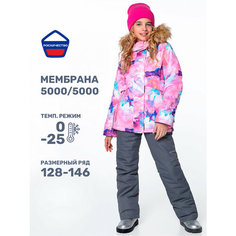 Комплект верхней одежды NIKASTYLE 7з1424, размер 128-64, , розовый/серый