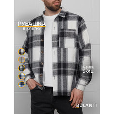 Рубашка BULANTI в клетку оверсайз, размер L, черный/серый