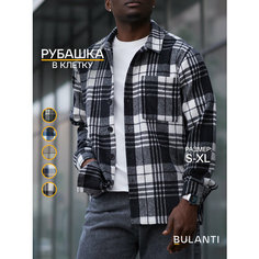 Рубашка BULANTI в клетку оверсайз, размер L, черный/белый