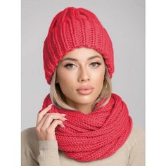 Шапка бини INVERNO Зима, размер 54-58, кораллово-красный