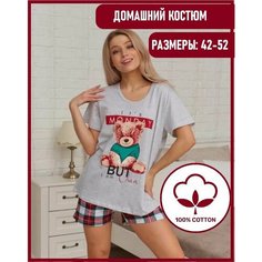 Пижама Sebo, размер 50, красный, серый, зеленый Sebo