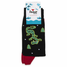Носки St. Friday Новогодние носки - Такой дракон, размер 34-37, красный, зеленый, черный