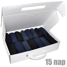 Носки RexTex, комплект, 15 пар, размер 41-47, синий, черный, серый