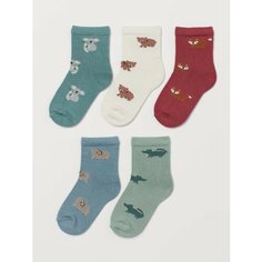 Носки H&M 5 пар, размер 16/18, , Natural white/bears