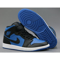 Кроссовки NIKE Air Jordan 1 Mid, полнота D, размер 10.5US, black/royal blue
