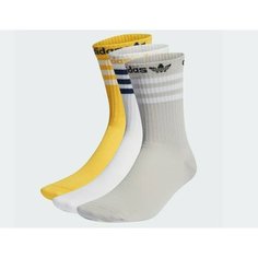 Носки adidas Спортивный стиль, комплект, 3 пары, размер XS, серый, белый, желтый