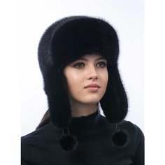 Шапка ушанка SeMi fur, размер 56-58, черный