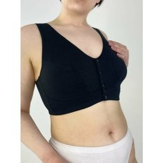 Топ H&C Underwear Женский топ базовый с кнопки спереди, размер 7XL, чeрный