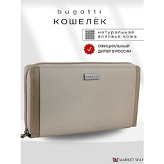 Кошелек Bugatti, фактура зернистая, бежевый