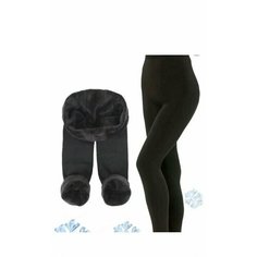 Брюки Лосины женские утепленные, размер 50/56, черный S&Sh