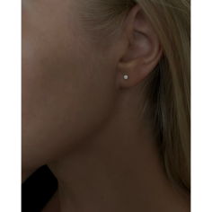 Серьги пусеты LU Jewel, белое золото, 585 проба, бриллиант, размер 2.5 мм, длина 0.25 см, , белое золото