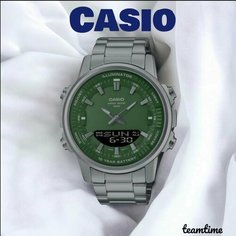 Наручные часы CASIO, серый, зеленый