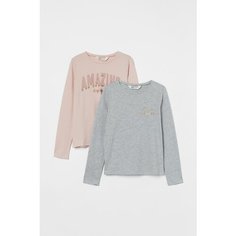 Лонгслив H&M, 2шт., размер 158/164, розовый, серый