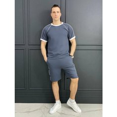 Комплект одежды Jools Fashion летний спортивный с шортами для занятия спортом, размер 48, серый