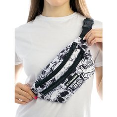 Сумка поясная НЕСТАНДАРТИКА, фактура гладкая, черный, белый