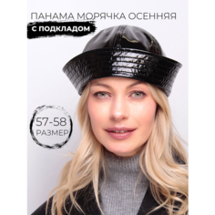 Панама докер OSOFI морячка из бежевой плащевой ткани гусиная лапка, размер 57/58, черный