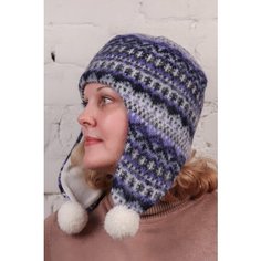 Шапка ушанка Freyja, размер 57/59, синий/голубой