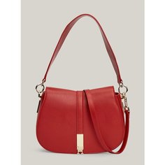 Сумка седло TOMMY HILFIGER, фактура гладкая, dark magma
