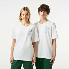 Футболка LACOSTE, размер TM, белый мрамор