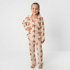 Пижама Kaftan, размер 122/128, бежевый/коричневый