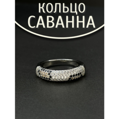 Кольцо, циркон, размер 18, ширина 5 мм, серебристый Без бренда