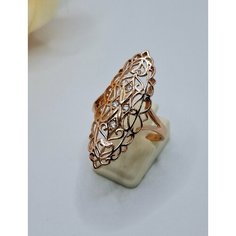 Кольцо, искусственный камень, размер 19, золотистый Нет бренда