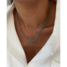 Колье LU Jewel, говлит, коралл, длина 45 см, голубой/синий