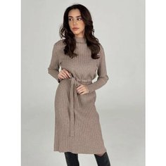 Платье Теплое трикотажное женское платье MATRESHKA_LOVE, размер onesize, бежевый ​Crystal