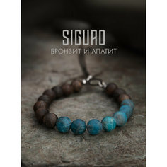 Браслет-нить SIGURD, бронзит, апатит, 1 шт., размер 22 см, коричневый/синий