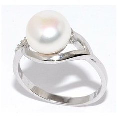 Кольцо Silver WINGS, серебро, 925 проба, фианит, жемчуг культивированный, размер 16.5