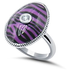 Кольцо Silver WINGS, серебро, 925 проба, фианит, эмаль, размер 17.5